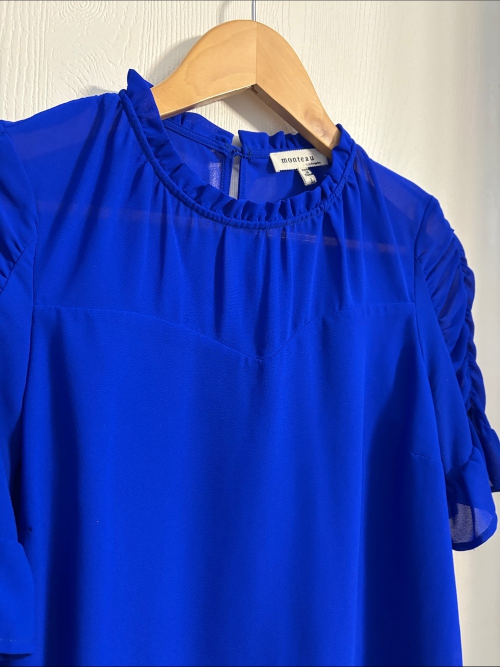 Monteau Royal Blue Ruffle Sleeve Blouse - Picture 4 of 8